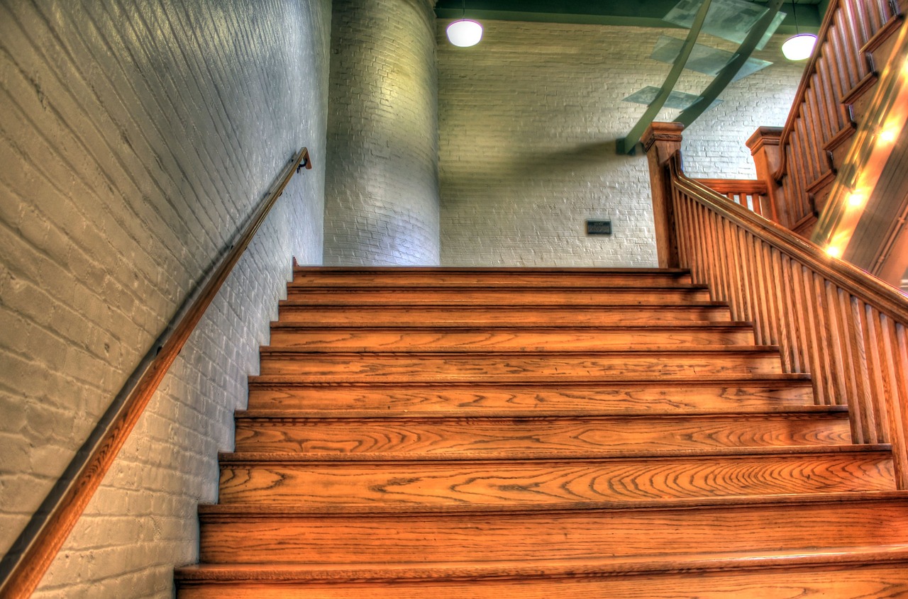 staircase, stair, wooden