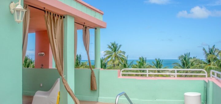 south beach, florida, view, scenic, blue sky, ocean, vacation, travel, water, architecture, sky, tropical, palm, blue, summer, nature, resort, colorful, skyline, tourism, hotel, luxury, hot tub