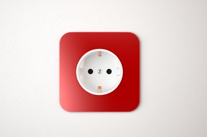 Red Power Socket White Wall Red 